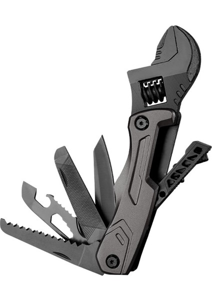 Çok Amaçlı Alet Anahtarı Ayarlanabilir Çok Amaçlı Paslanmaz Çelik Kombinasyon Alet Taşınabilir Açık Hava Bakımı Için Siyah (Yurt Dışından)