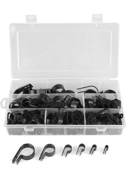 200 Adet Siyah Naylon Plastik P Klips Kelepçe Çeşitleri Seti Tel Kablo Borusu Için (Yurt Dışından)