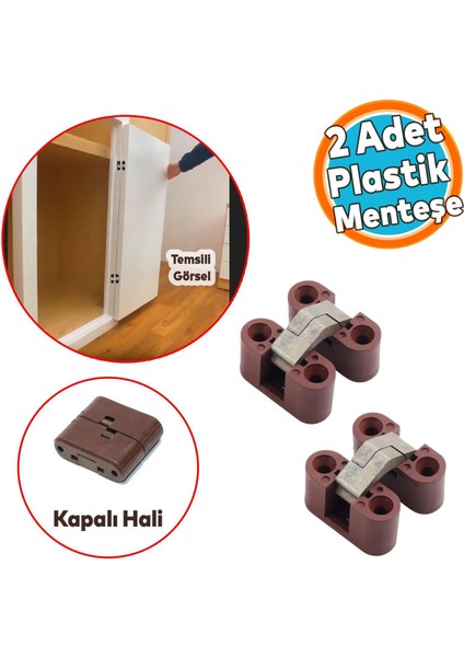 Gizli Gömme Görünmez Plastik Menteşe 2 Adet Dolap Kapak Mobilya Masa Menteşesi Sol Sağ Uyumlu