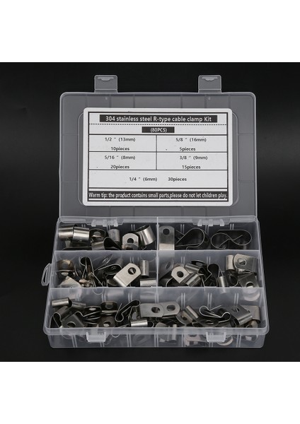 80 Adet R Tipi Klips Kablo Kelepçesi Takımı Donanım Parçaları 304 Paslanmaz Çelik Korozyona Dayanıklı 6-16MM (Yurt Dışından)