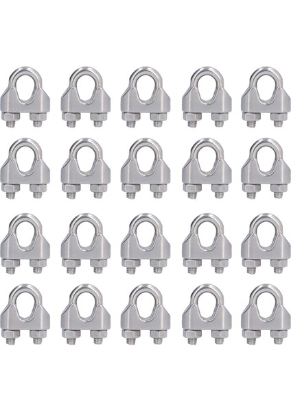 20 Adet Paslanmaz Çelik Tel Halat Kelepçesi Donanım Donanım Kablosu Klipsi Kilit Kelepçe Bağlantı Elemanları M4 (4mm) (Yurt Dışından)