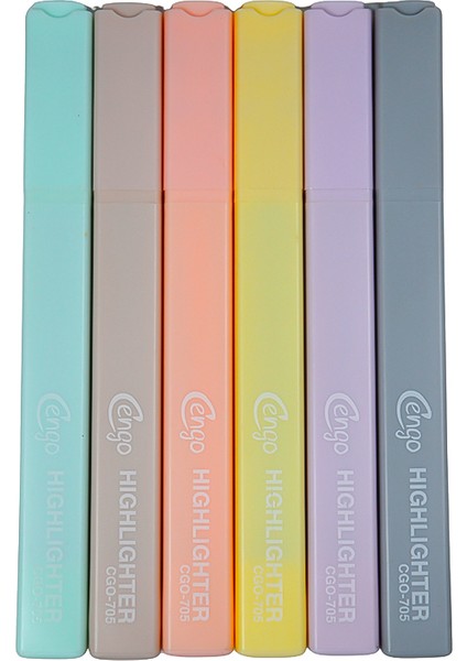 Kare Tipi Highlighter Fosforlu Kalem Morandi Renkler 6lı Set CGO705