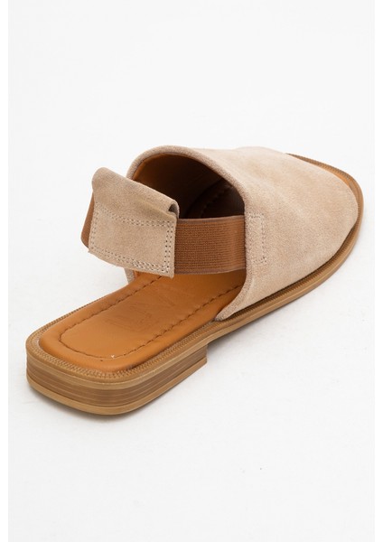 Fuela Bej Süet Hakiki Deri Lastikli Kadın Sandalet indirimleri