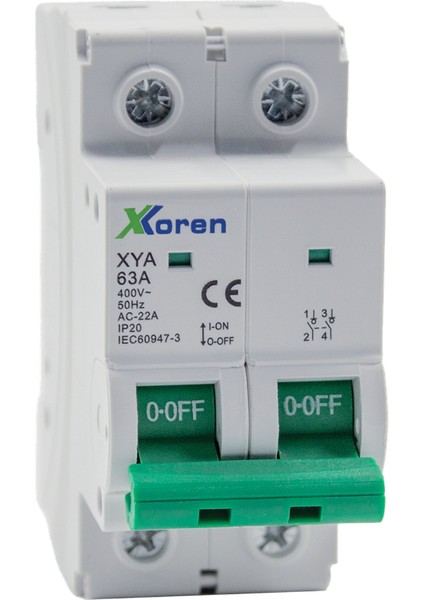 40A 2 Kutuplu Yük Ayırıcı Anahtar (Isolator) (6 Adet)