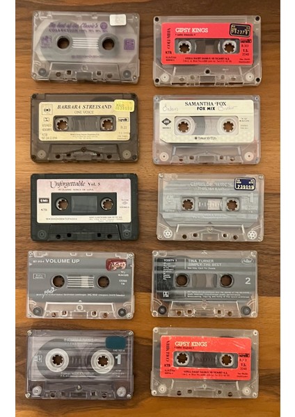 10 Tane Yabancı Kaset Lotu Kartonetsiz (Gipsy Kings,samantha Fox,chris De Burg,tina Turner)