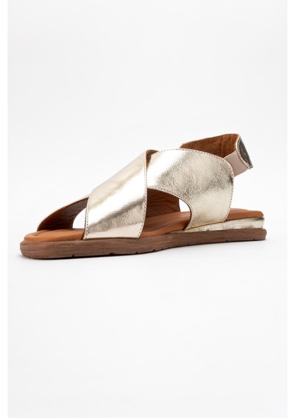 706 Hakiki Deri Altın Cilt Kadın Sandalet fırsatları