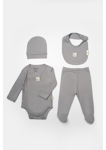 Bebek 4'lü Uzun Kollu Set, %50 Bambu %50 Organic Pamuk, Bebek - Yenidoğan - CSYB9011