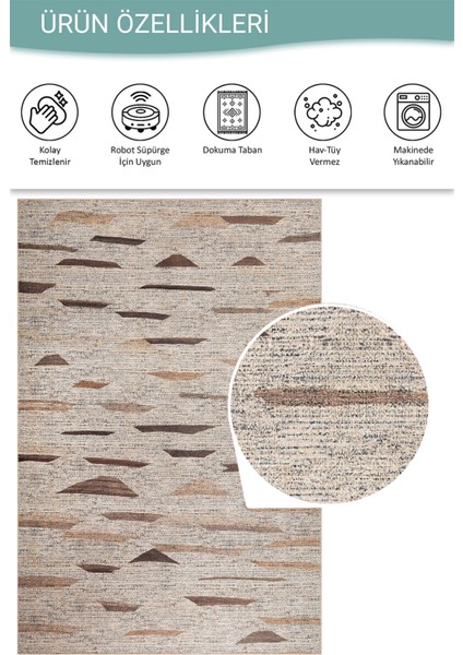 Stonart Otantik Modern Eskitme Desenli Yıkanabilir Kahverengi Şönil Halı Al 442 fırsatları