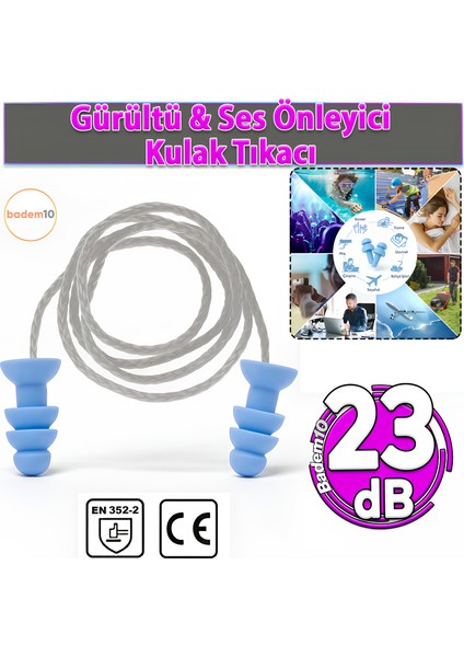 🔇 23 Db Yıkanabilir Kulak Tıkacı Ipli Su Geçirmez, Gürültü Önleyici Yüzme Uyku Seyahat Için Tıkaç