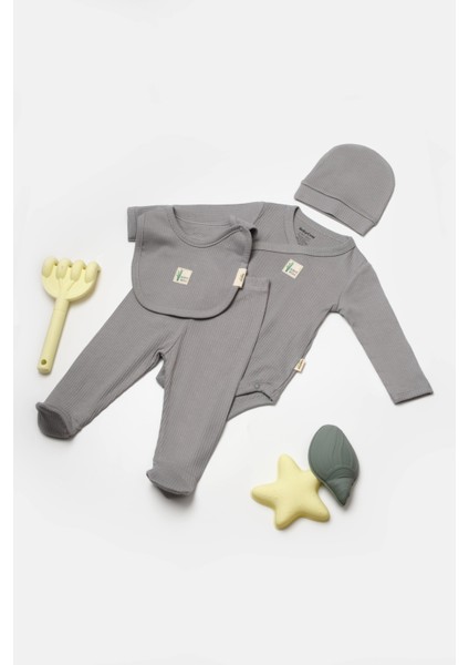 Bebek 4'lü Uzun Kollu Set, %50 Bambu %50 Organic Pamuk, Bebek - Yenidoğan - CSYB9011