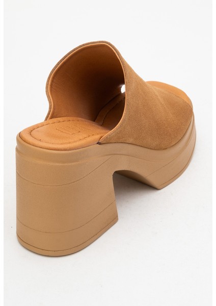 Nola Taba Süet Hakiki Deri Kadın Platform Topuklu Terlik indirimleri