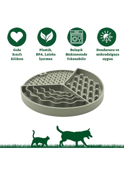 Köpek ve Kedi Için Yavaş Yeme Kabı ve Yalama Matı Gıda Sınıfı Silikon Can Sıkıntısı Azaltıcı