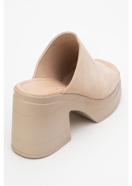 Nola Bej Süet Hakiki Deri Kadın Platform Topuklu Terlik indirimleri