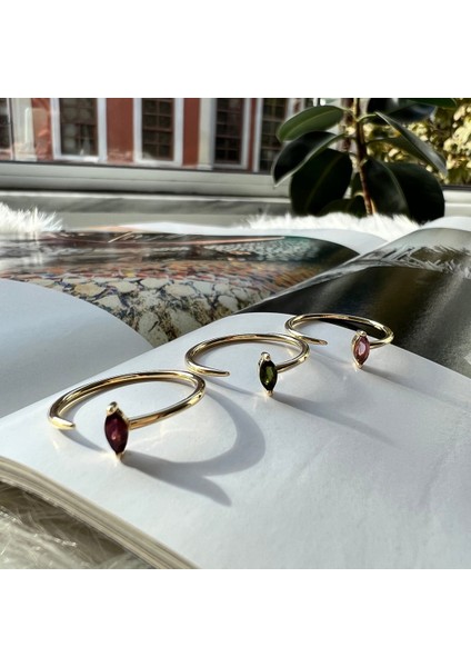 14 Ayar Altın Yeşil Turmalin Açık Yüzük KRS072-T14GR16 modelleri