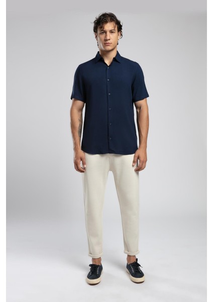 Basices Erkek Kısa Kol Dokuma Gömlek