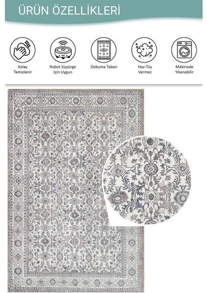 Stonart Eskitme Vintage Desenli Bej/gri Otantik Yıkanabilir Şönil Halı Al 443 fırsatları