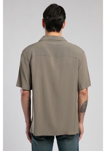 Faylin Erkek Kısa Kol Dokuma Gömlek Vizon modelleri