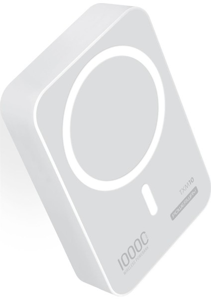 15W iPhone 8 Plus Ileuyumlu Magsafe Destekli Beyaz Powerbank- Stand 10000MAH TXM10