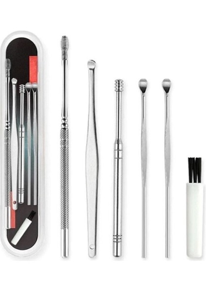 Spiral Kulak Temizleme - Paslanmaz Çelik Temizleme Seti Komedon 6'lı Set