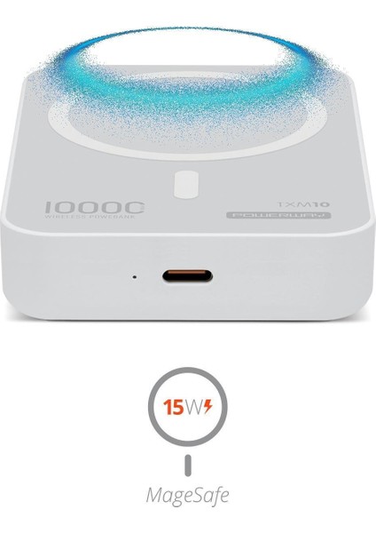 15W iPhone Se 2 Ileuyumlu Magsafe Destekli Beyaz Powerbank- Stand 10000MAH TXM10