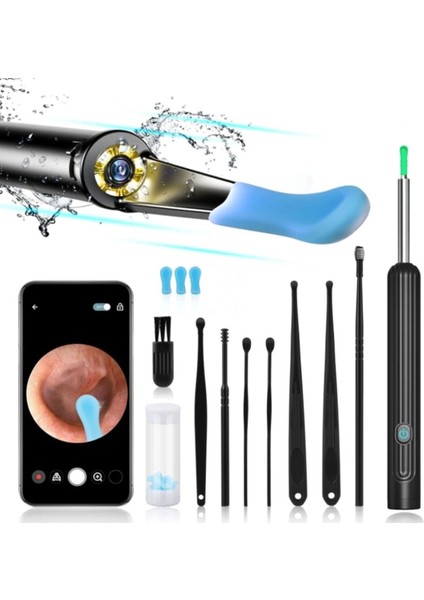 Led Işıklı Kablosuz Kulak Temizleme Cihazı, 7 Farklı Temizleme Aparatı