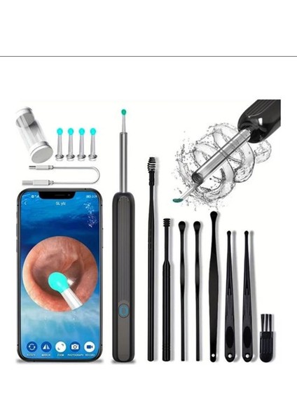 Led Işıklı Kablosuz Kulak Temizleme Cihazı, 7 Farklı Temizleme Aparatı modelleri