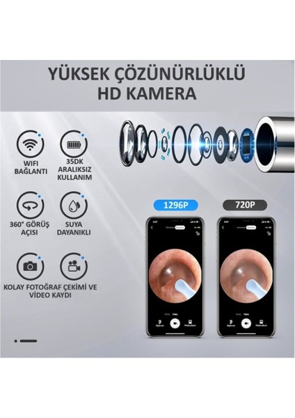 Led Işıklı Kablosuz Kulak Temizleme Cihazı, 7 Farklı Temizleme Aparatı fırsatları
