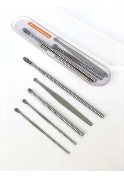 Paslanmaz Çelik Kulak Temizleyici ve Bakım Seti, 5 Parça, Sağlıklı ve Güvenli Kullanım