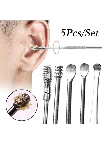 Paslanmaz Çelik Kulak Temizleyici ve Bakım Seti, 5 Parça, Sağlıklı ve Güvenli Kullanım indirimleri