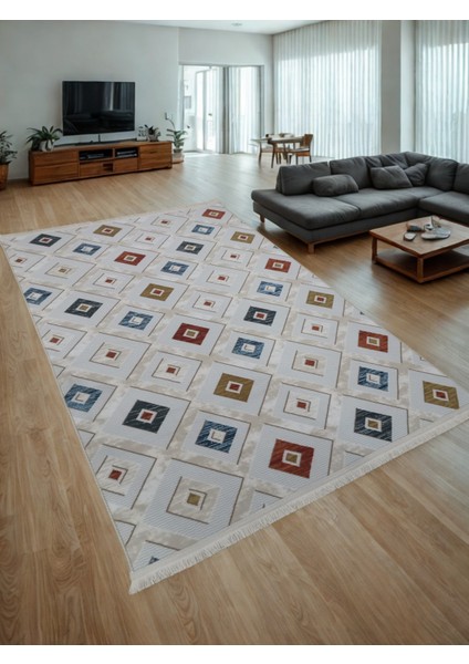 Renkli Modern Yıkanabilir Kaymaz Tabanlı Multi Saçaklı Yolluk Halı 1 Parça fiyatları