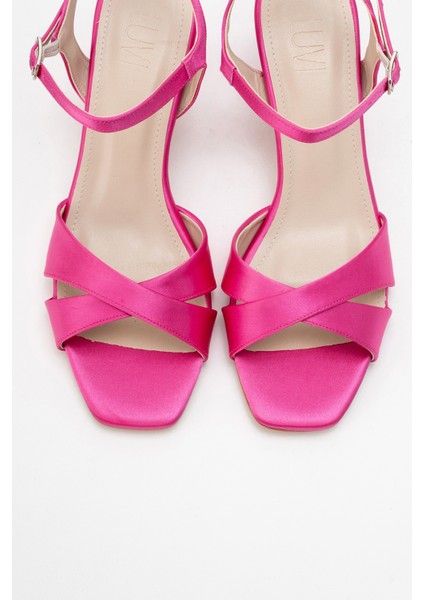 Melin Fuşya Saten Çapraz Bantlı Kadın Topuklu Ayakkabı fiyatları