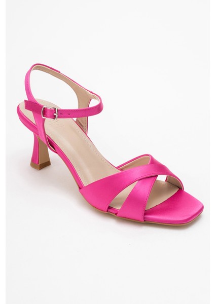 Melin Fuşya Saten Çapraz Bantlı Kadın Topuklu Ayakkabı modelleri