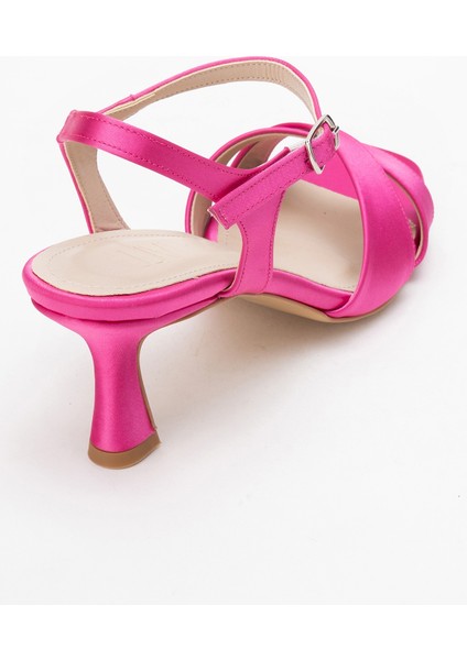 Melin Fuşya Saten Çapraz Bantlı Kadın Topuklu Ayakkabı indirimleri