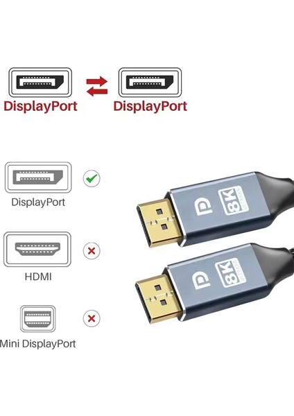 ZR832 Display Port To Display Port 8k 240HZ Görüntü Aktarım Kablosu 1.5 Metre