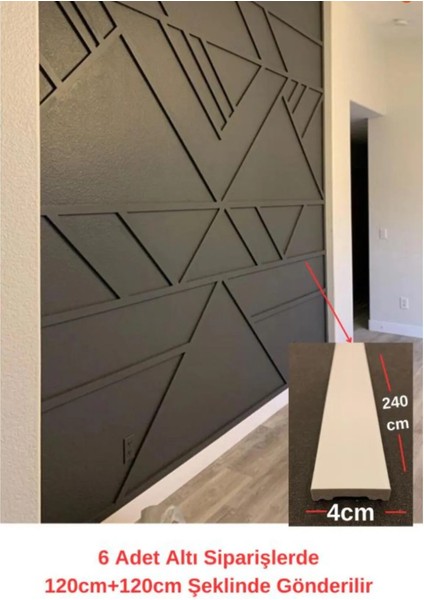 Boyanabilir Beyaz Düz Duvar Çıtası Dekoratif 4 cm x 240 cm
