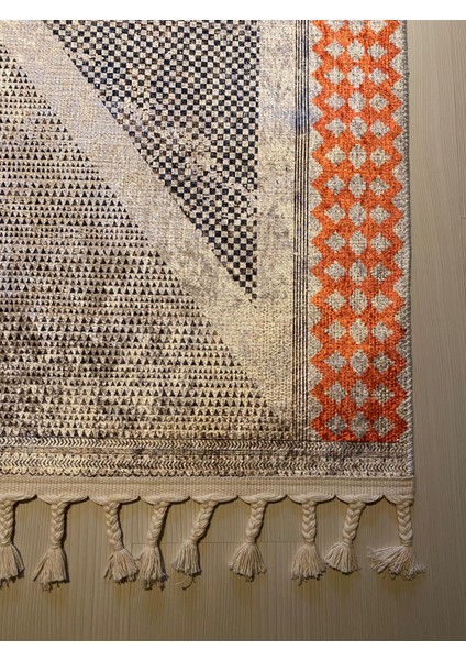 Turuncu-Gri Geometrik Halı modelleri