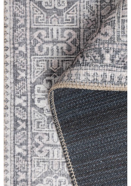 Stonart Eskitme Vintage Desenli Bej/gri Otantik Yıkanabilir Şönil Halı Al 448