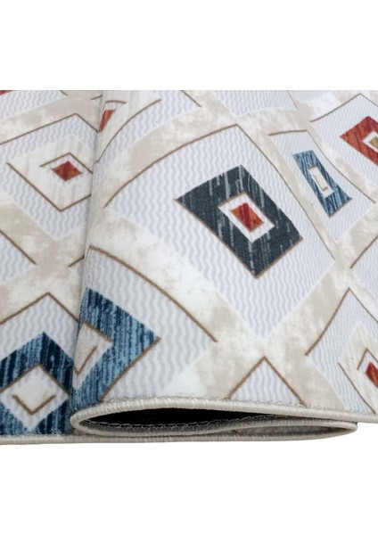 Renkli Multi Saçaklı Kaymaz Tabanlı Kesme Yıkanabilir Hali Yolluk