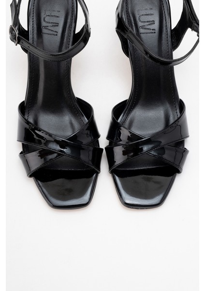 Melin Siyah Rugan Çapraz Bantlı Kadın Topuklu Ayakkabı fiyatları
