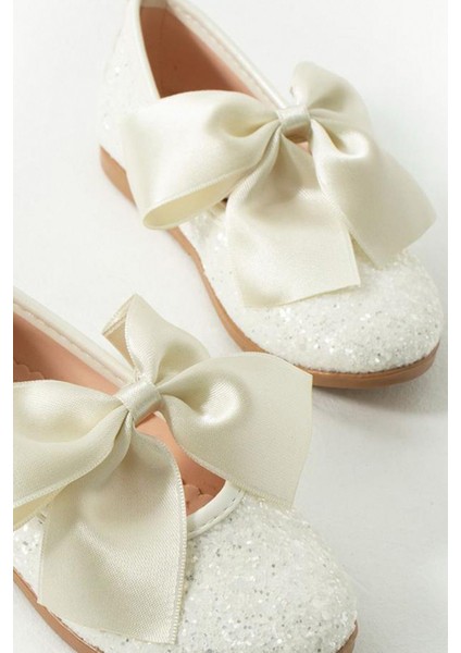 Marry Gloss Simli Parlak ve Şık Babet Özel Gün Büyük Saten Fiyonklu Kız Çocuk Ayakkabı