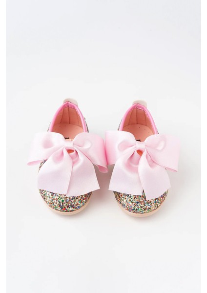 Marry Gloss Simli Parlak ve Şık Babet Özel Gün Büyük Saten Fiyonklu Kız Çocuk Ayakkabı