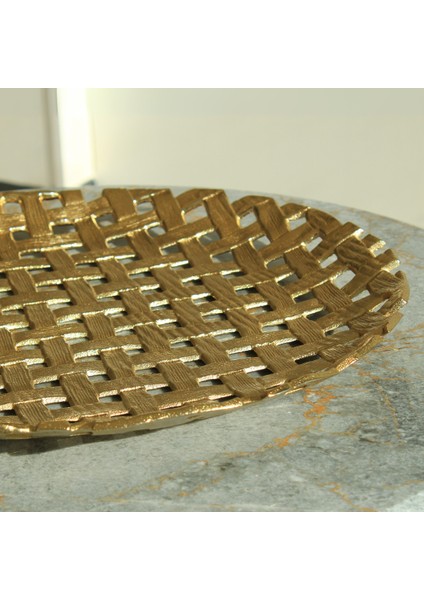 Yuvarlak Döküm Dekoratif Tabak – Gold Renk | 38 cm Metal Sunum ve Aksesuar Tabağı fiyatları