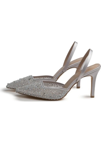 Tiana Gümüş Taşlı Topuklu Ayakkabı indirimleri