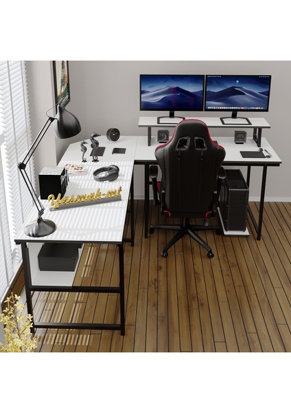 L Tipi Bilgisayar ve Çalışma Masası Ofis Masası (Dıştan 180X180 cm Yükseklik 75CM )