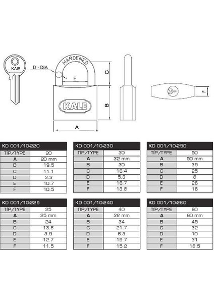 20 mm Sarı Pirinç Asma Kilit KD-001/10-220 fiyatları
