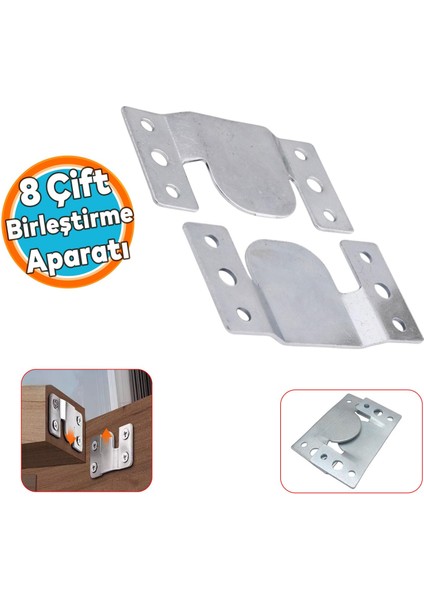 Baza Başlık Mobilya Karyola Köşe Koltuk Birleştirme Sacı Saç Bağlama Braketi Metal (8 Çift Takım)