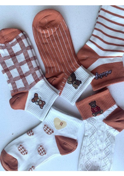 Ayıcık Desenli Yarı Uzun Çorap 10 Adet modelleri