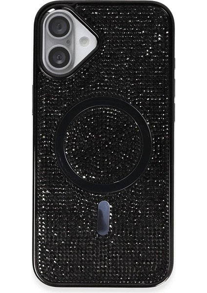 Iphone 16 Kılıf Diamond Magsafe Kapak - Siyah Drstr