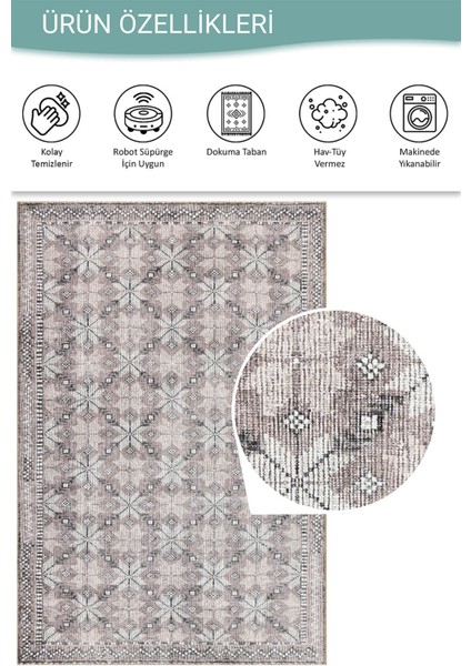 Stonart Eskitme Vintage Desenli Bej/pudra Otantik Yıkanabilir Şönil Halı Al 459 fırsatları