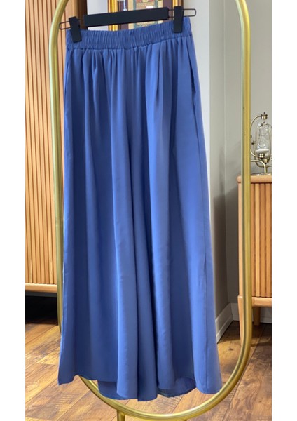 Beli Lastikli Geniş Paça Modal Etekli Pantolon 8809 - Indigo